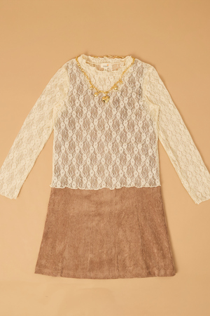 Ginny Corduroy Dress and Lace Top Set - Altar'd State - 