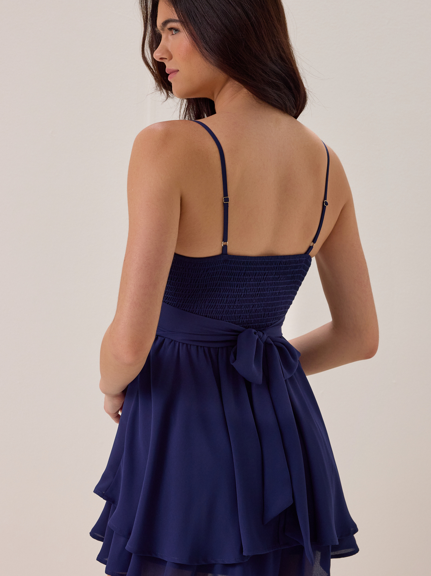 Laila Double Layer Romper in Navy Blue | Altar'd State