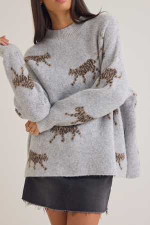 Kerri Cheetah Pullover Tunic Sweater - Altar'd State - 