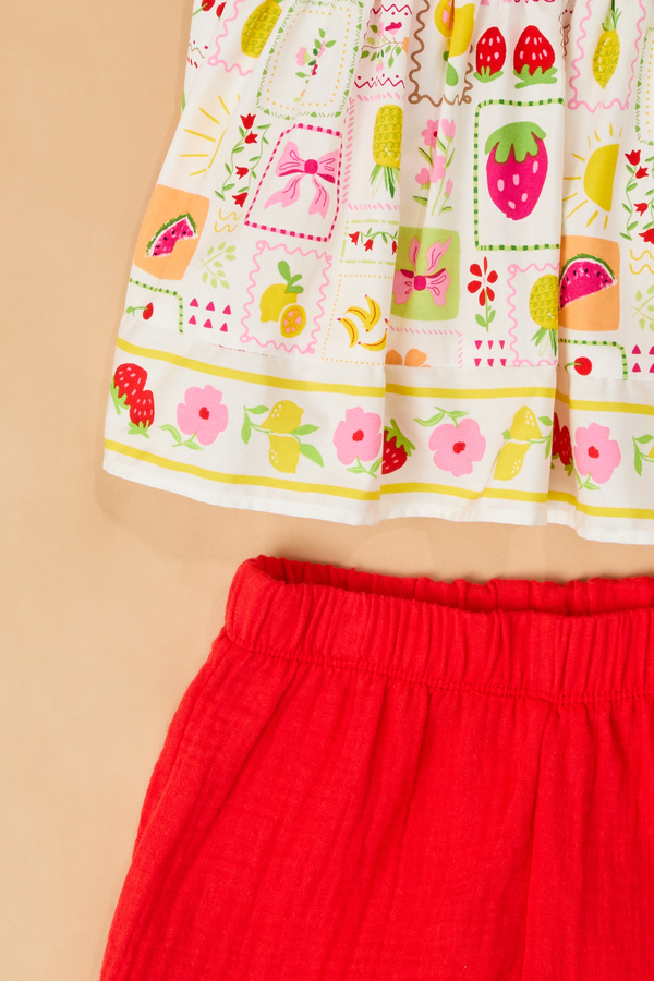 Capri Fruit Tile Print Short Set Detail 3 - Altar'd State
