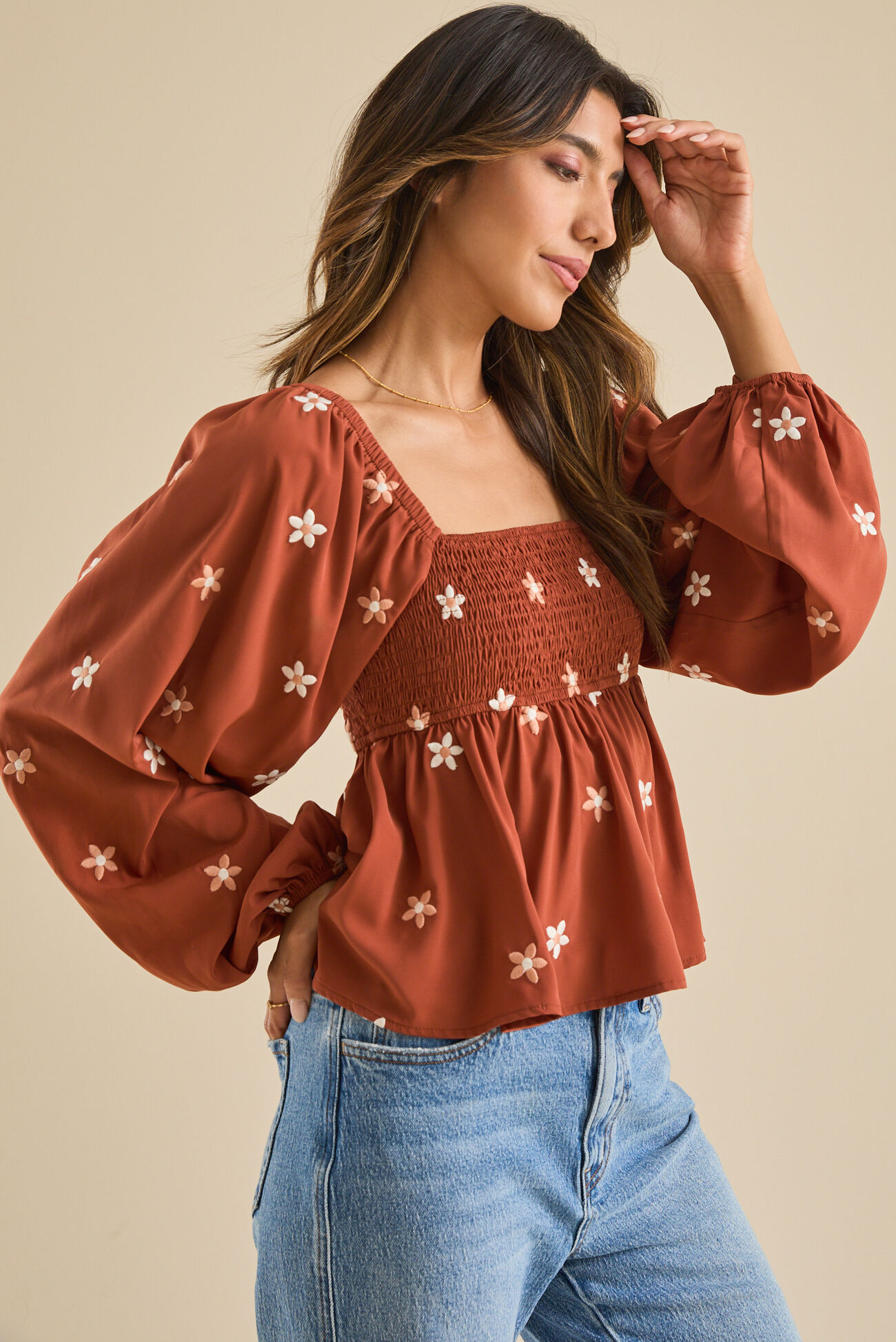 Altar'd State Olivia Embroidered Babydoll Top at Hamilton Place in