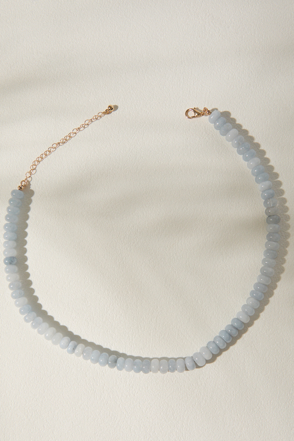 Blue Marbled Beaded Necklace Detail 2 - Altar'd State