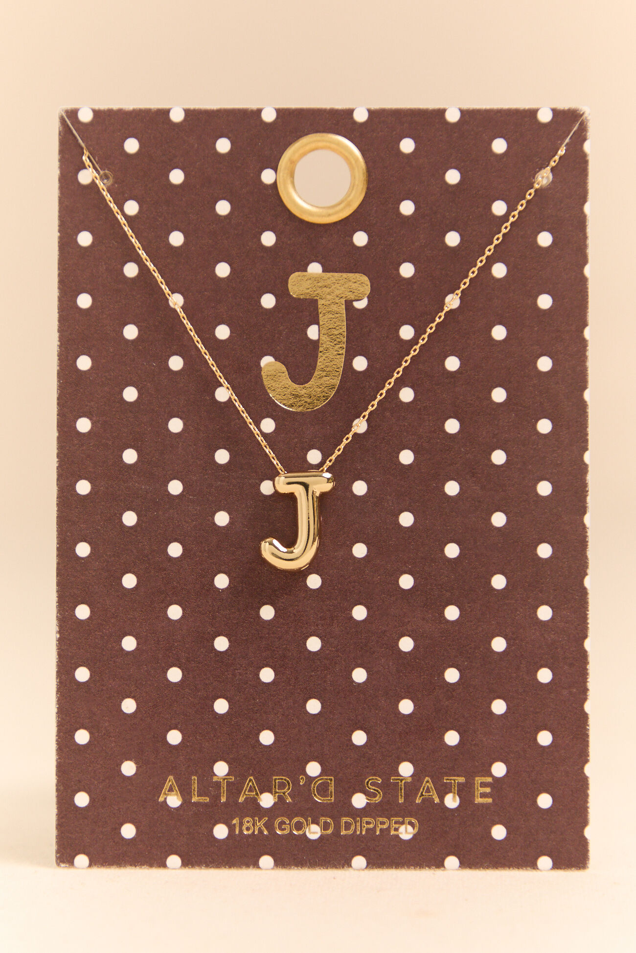 18K Gold J Bubble Monogram Necklace
