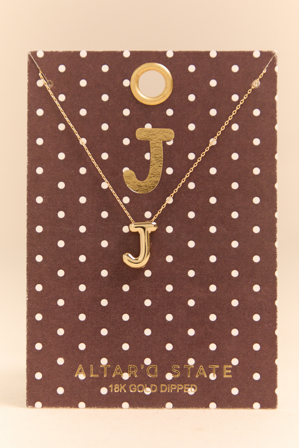 18K Gold J Bubble Monogram Necklace - Altar'd State