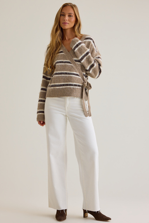 Maya Hairy Stripe Wrap Cardigan - Altar'd State - 