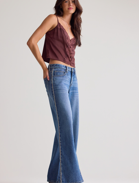 Izzie Rhinestone Trim Wide Leg Jean Detail 2 - Altar'd State