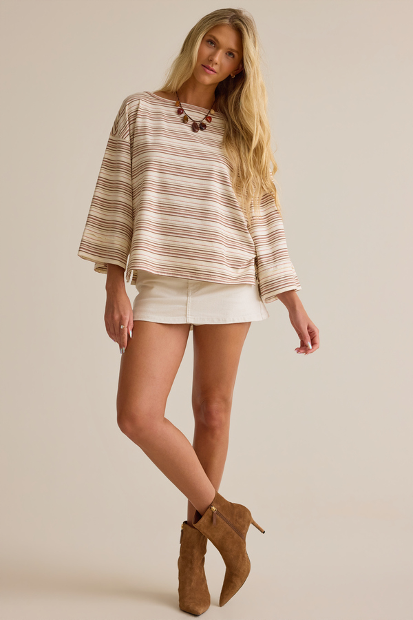 Aspen Stripe Oversized Tee Detail 2 - Altar'd State