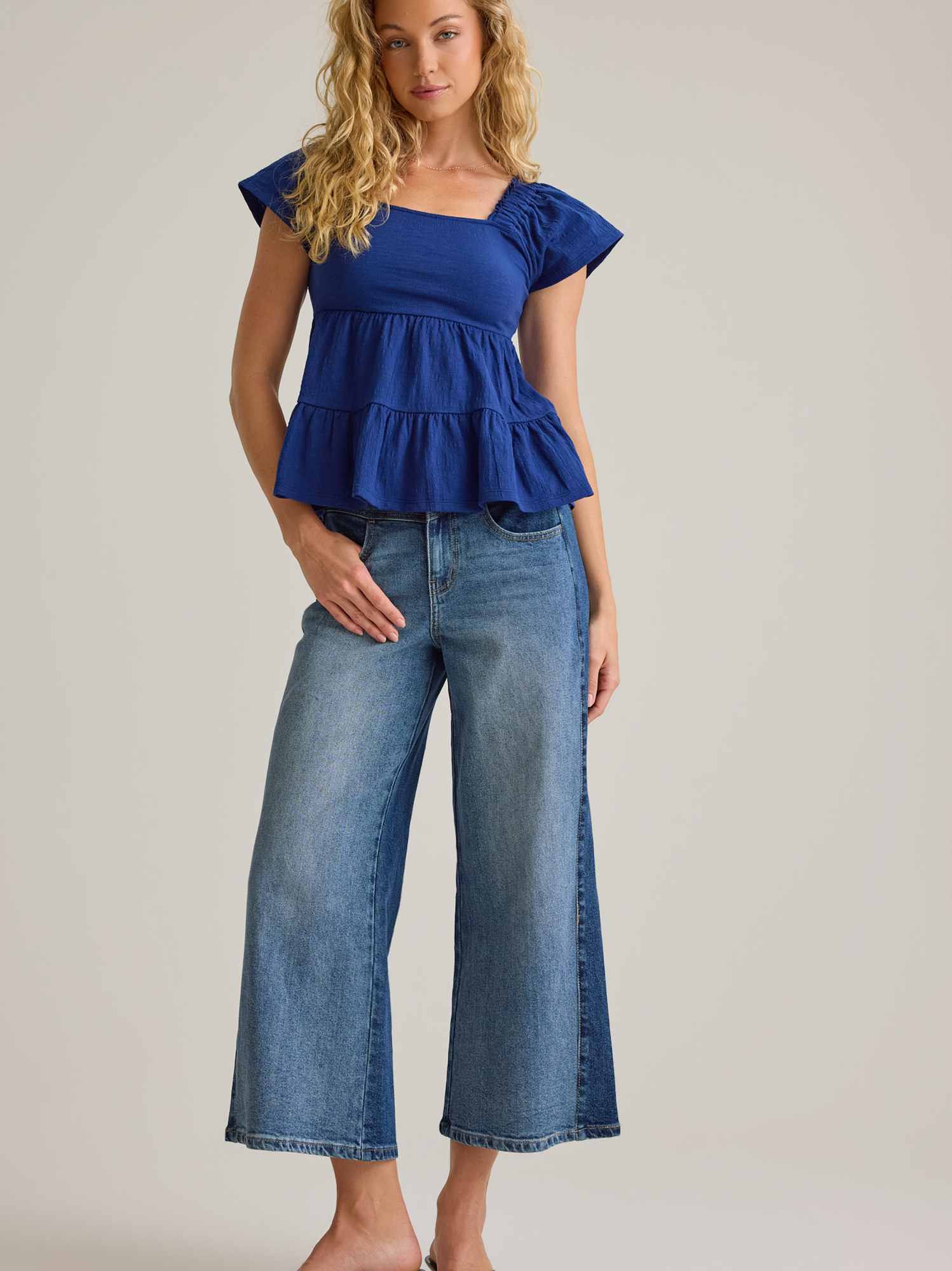 Leylani Tiered Babydoll Top in Navy Blue | Altar'd State