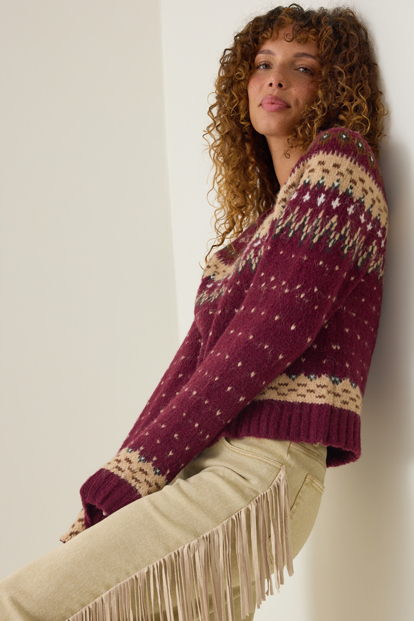 Mireia Allover Fairisle Sweater Detail 5 - Altar'd State