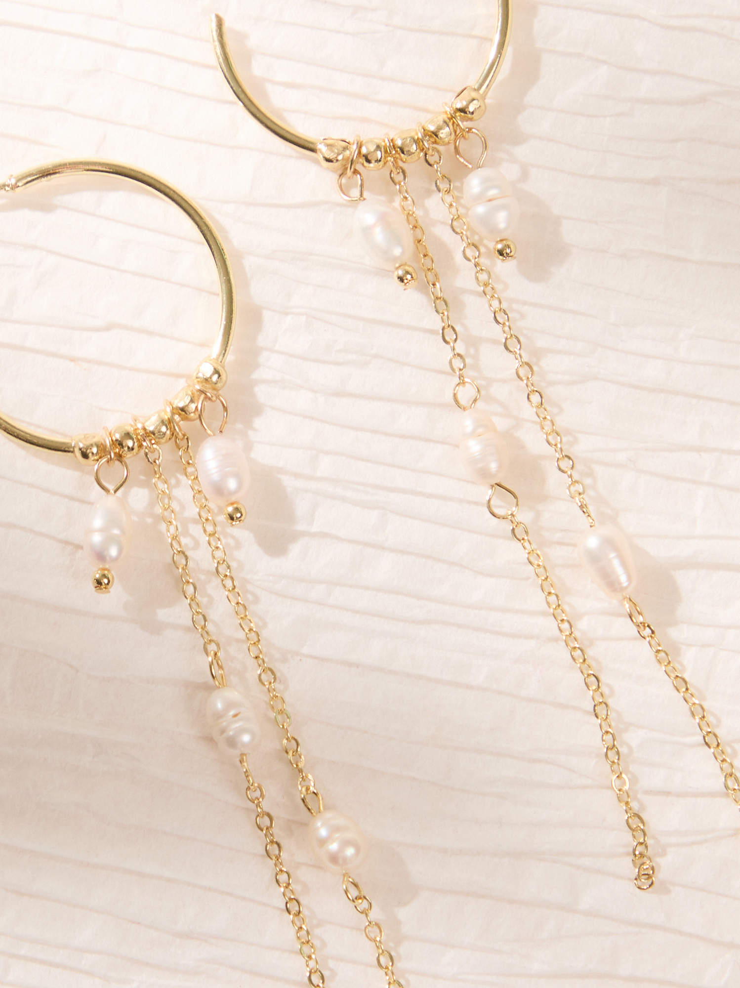 Pearl Fringe Hoop Drops in Gold & Pearl | Altar