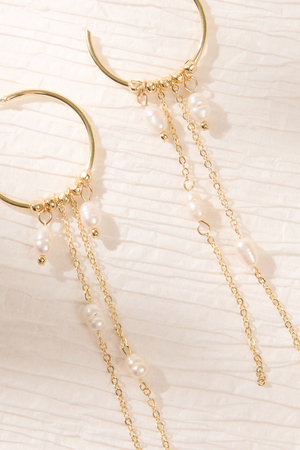 Pearl Fringe Hoop Drops - Altar'd State - 