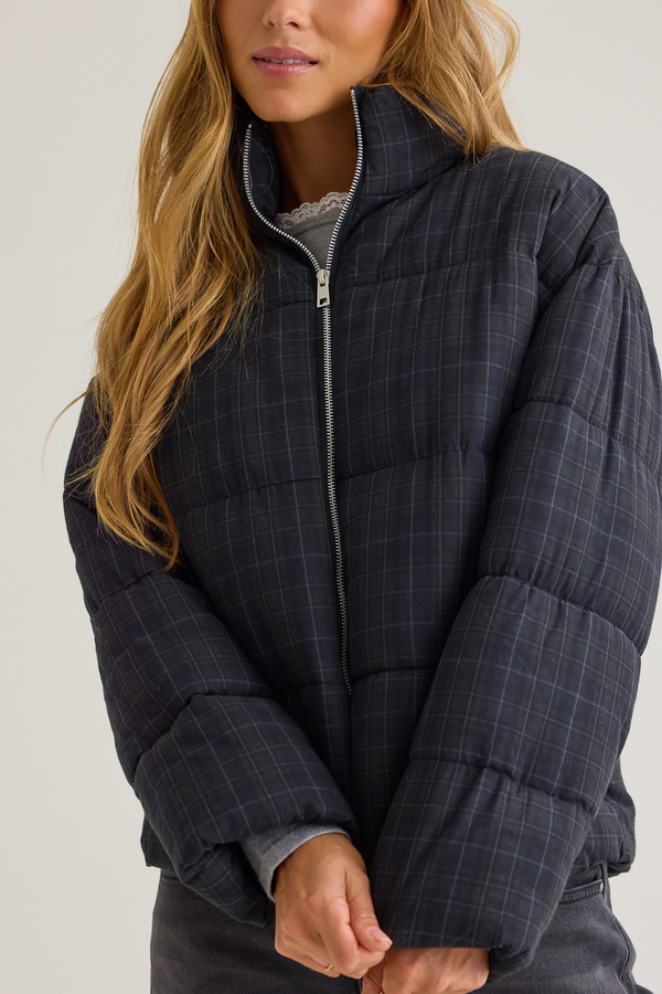 Maya Plaid Puffer Jacket Detail 3 - Altar'd State