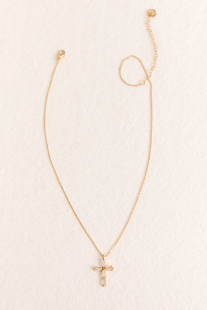18k Gold Dainty Cross Necklace - Altar'd State - 