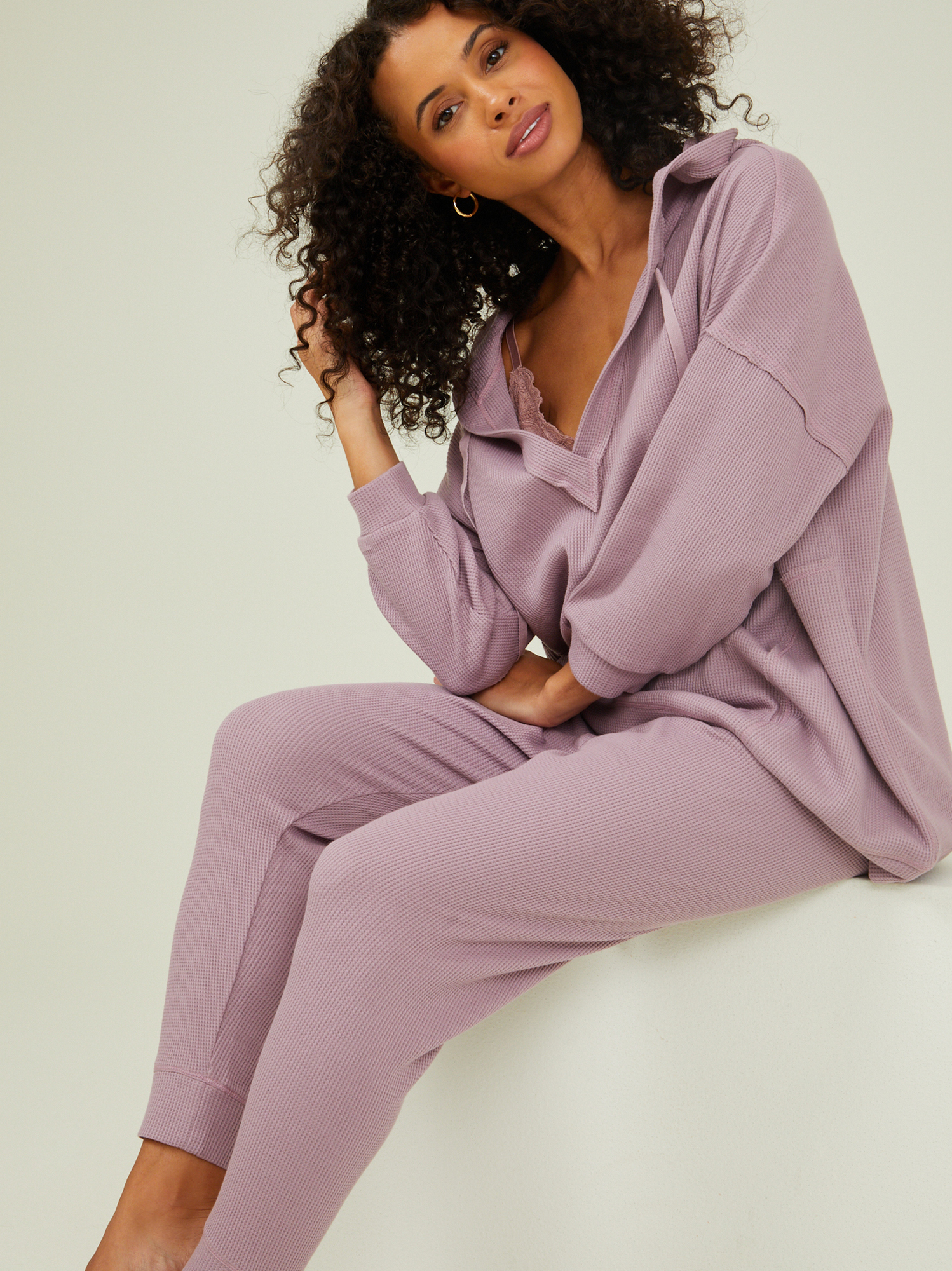 Judith Oversized Thermal Hoodie in Purple | Altar'd State