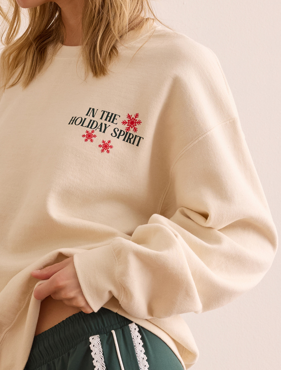 In The Holiday Spirit Graphic Pullover Detail 2 - Altar'd State