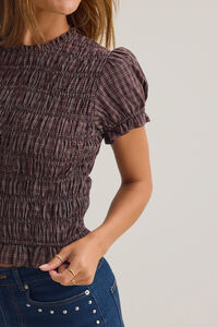 Vespera Plaid Smocked Top Detail 2 - Altar'd State