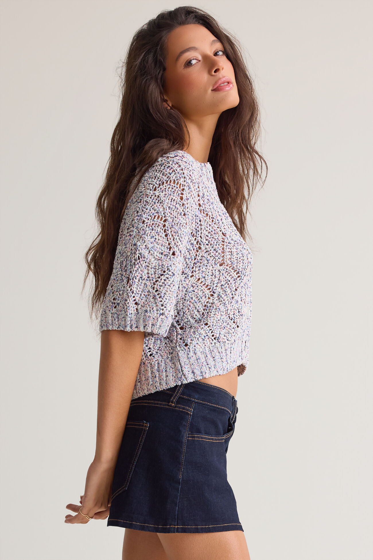 Genevieve Pointelle Button Up Cardigan