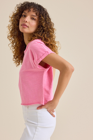 Demi Slub Roll Sleeve Tee - Altar'd State - 