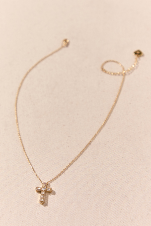 18K Gold Dipped Crystal Glitz Cross Necklace - Altar'd State