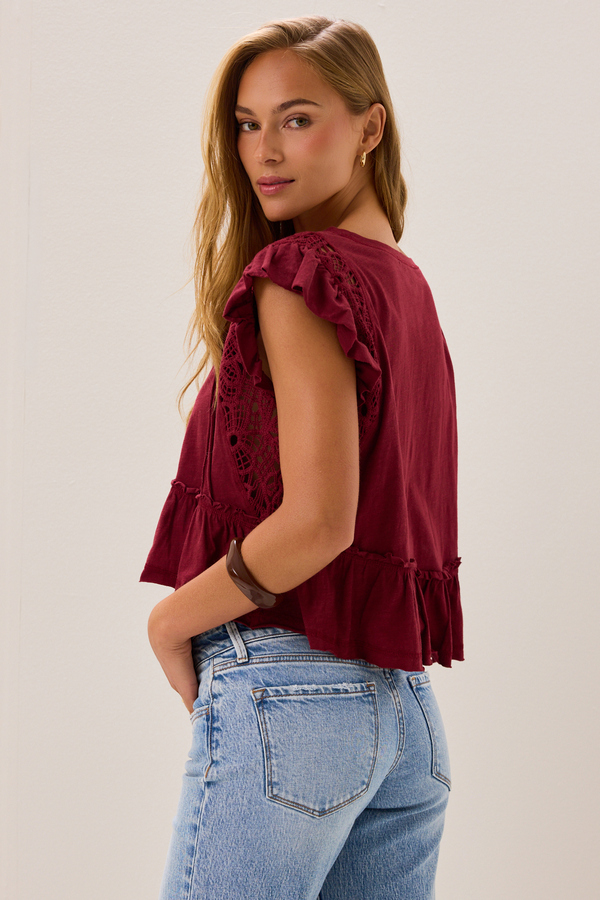 Kiki Short Sleeve Crochet Shirt Detail 5 - Altar'd State
