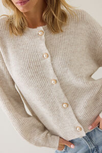 Calla Ribbed Pearl-Button Oversized Cardigan Detail 4 - Altar'd State