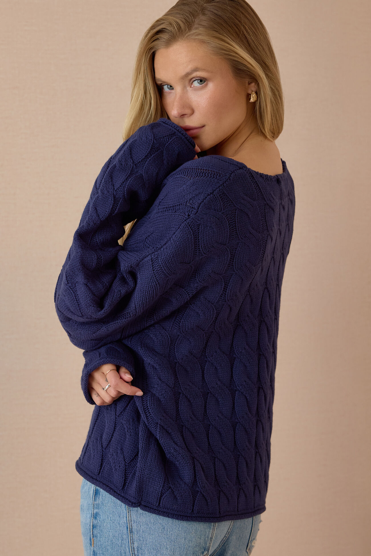 Harper V-Neck Cable Knit Sweater