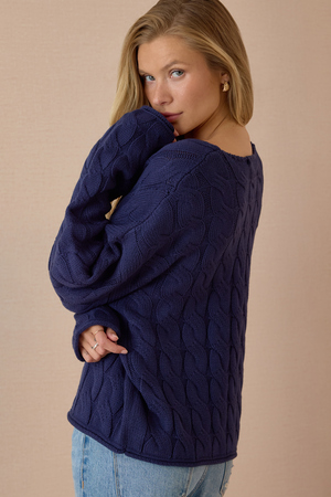 Harper V-Neck Cable Knit Sweater - Altar'd State