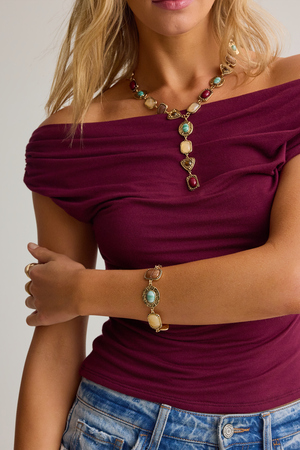 Multicolor Stone Link Bracelet - Altar'd State