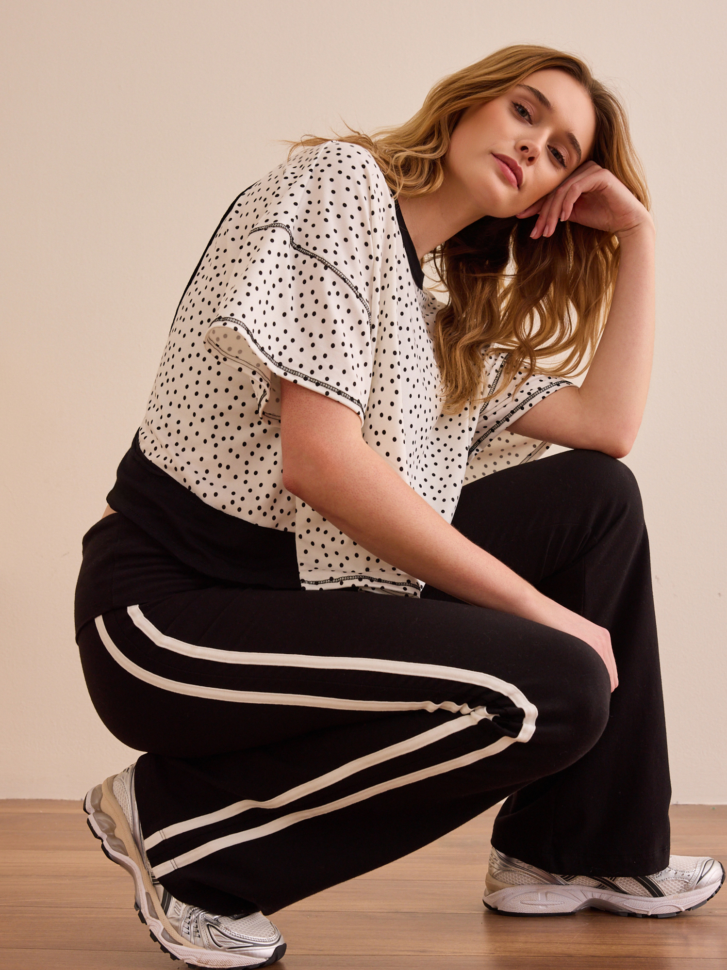 Axis Open Back Tee in Ivory & Black | AS Revival
