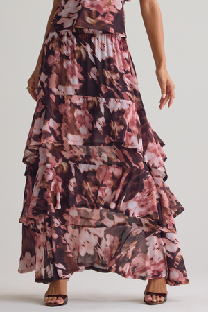 Jenna Ruffle Floral Midi Skirt - Altar'd State