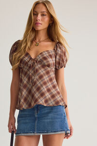 Melora Puff-Sleeve Tie-Front Babydoll Top Detail 2 - Altar'd State