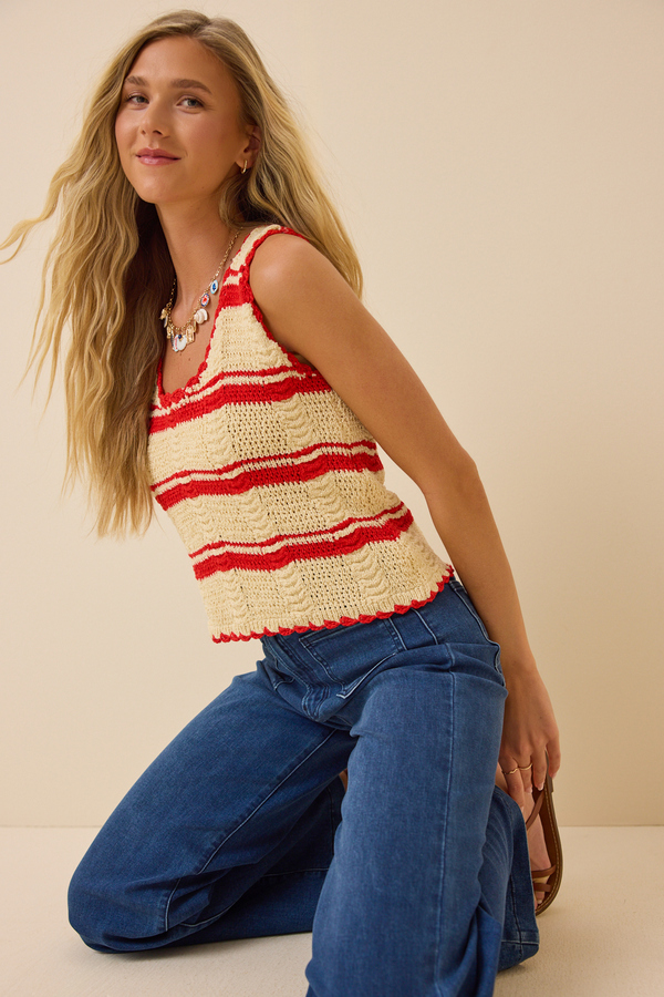 Regan Striped Crochet Tank - Altar'd State