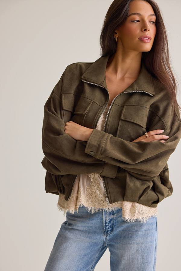 Millie Suede Jacket Detail 2 - Altar'd State