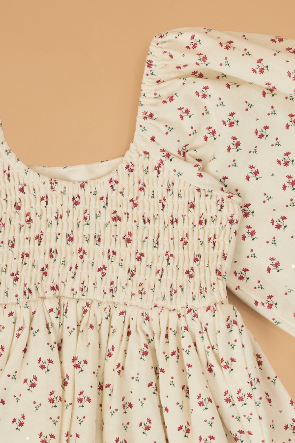 Ella Velvet Trim Floral Dress Detail 3 - Altar'd State