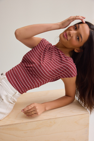 Ainsley Asymmetrical Striped Top - Altar'd State - 