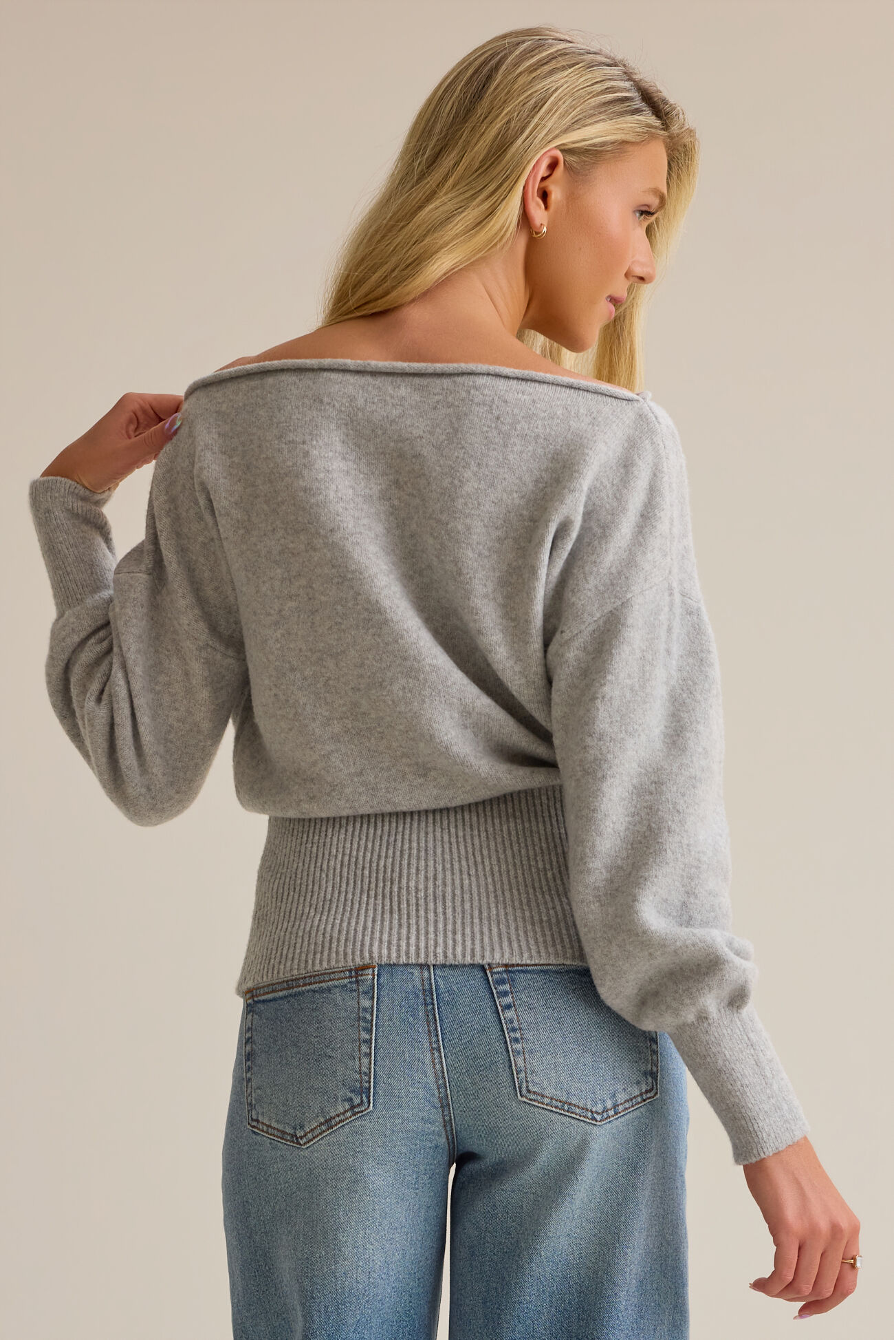 Marisol Boatneck Banded Hem Sweater