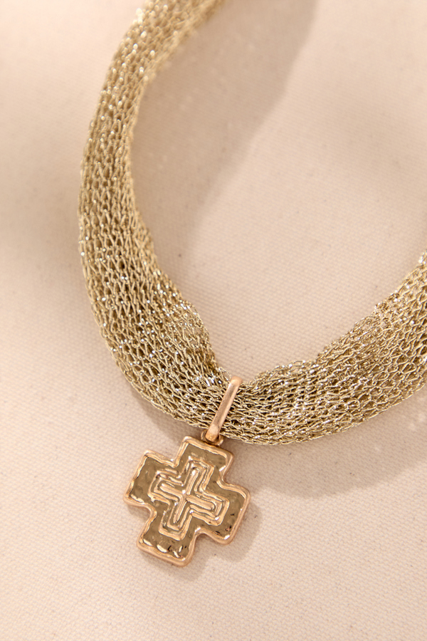 Celestial Woven Cross Necklace Detail 3 - Altar'd State