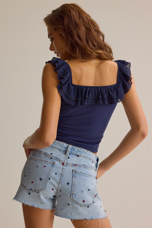 Scout Embroidered Denim Shorts - Altar'd State - 