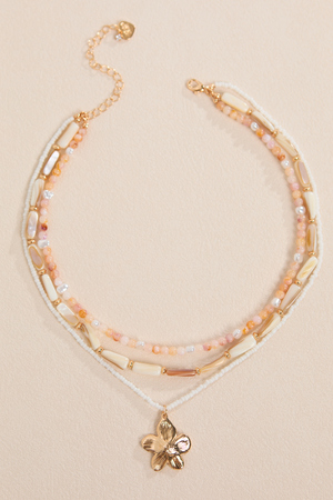 Three-Layer Hibiscus Beaded Necklace - Altar'd State - 