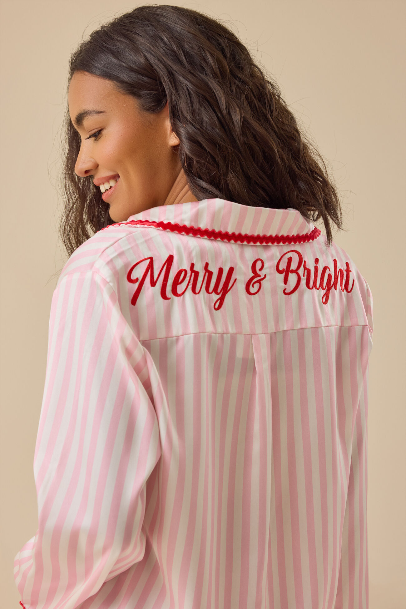 Rosemary Satin Stripe Sleep Top