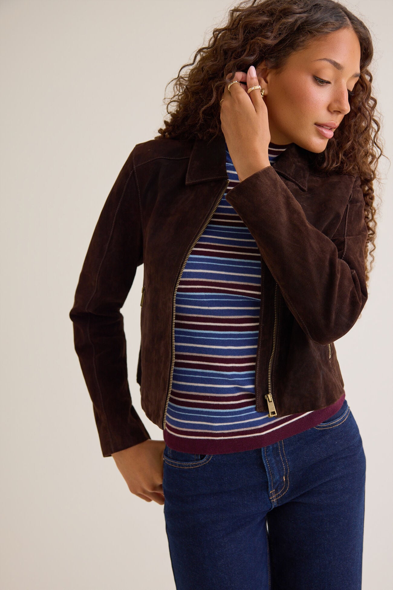 Aaliyah Faux Suede Zip Jacket