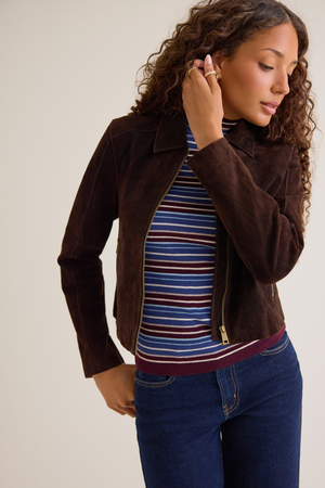 Aaliyah Faux Suede Zip Jacket - Altar'd State - 