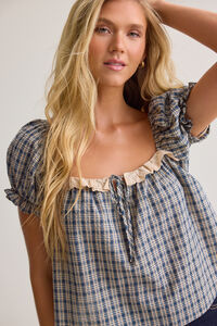 Abbi Gingham Babydoll Top - Altar'd State