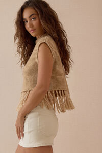 Georgina Fringe Sweater Vest Detail 5 - Altar'd State