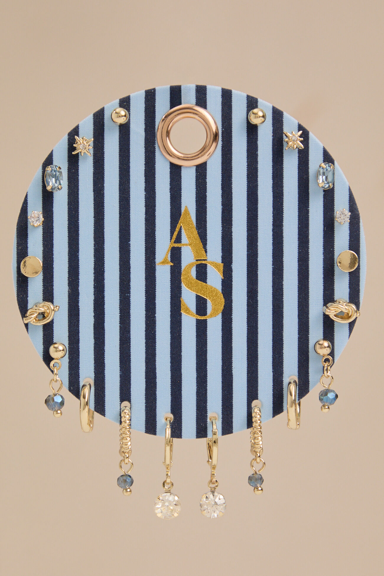 Blue Striped 10 Pack Earring Set