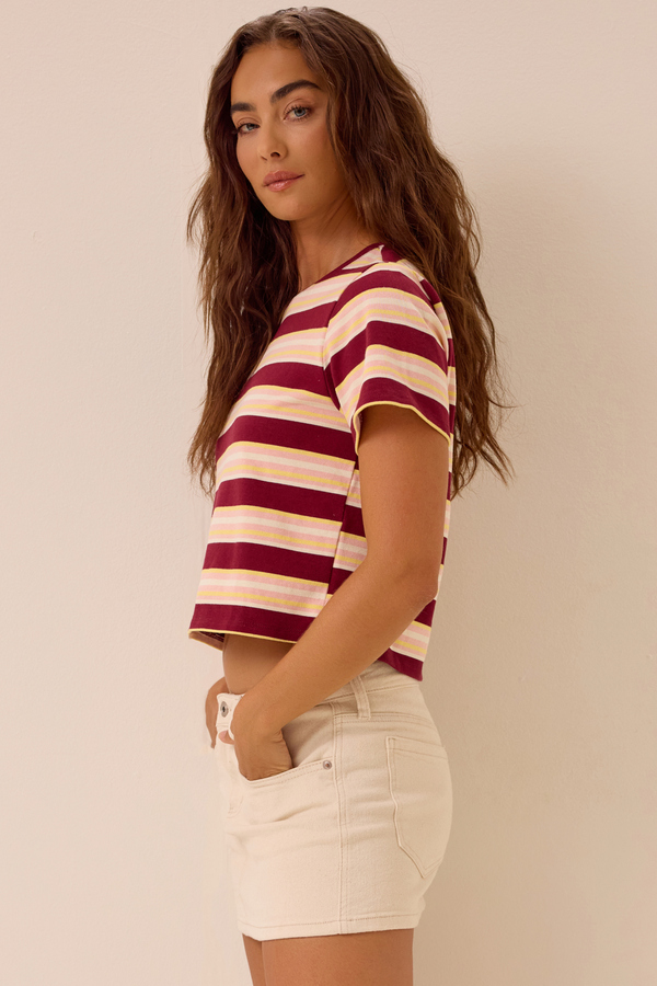 Iggy Stripe Crop Tee Detail 2 - Altar'd State