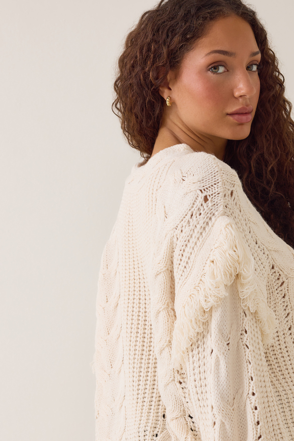 Hailey Fringe Knit Sweater Detail 5 - Altar'd State