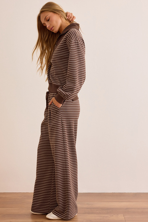 Fine Line Stripe Quarter-Zip Pullover - Altar'd State - 