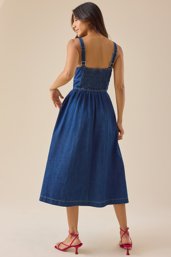 Quinlan Denim Midi Dress Detail 6 - Altar'd State