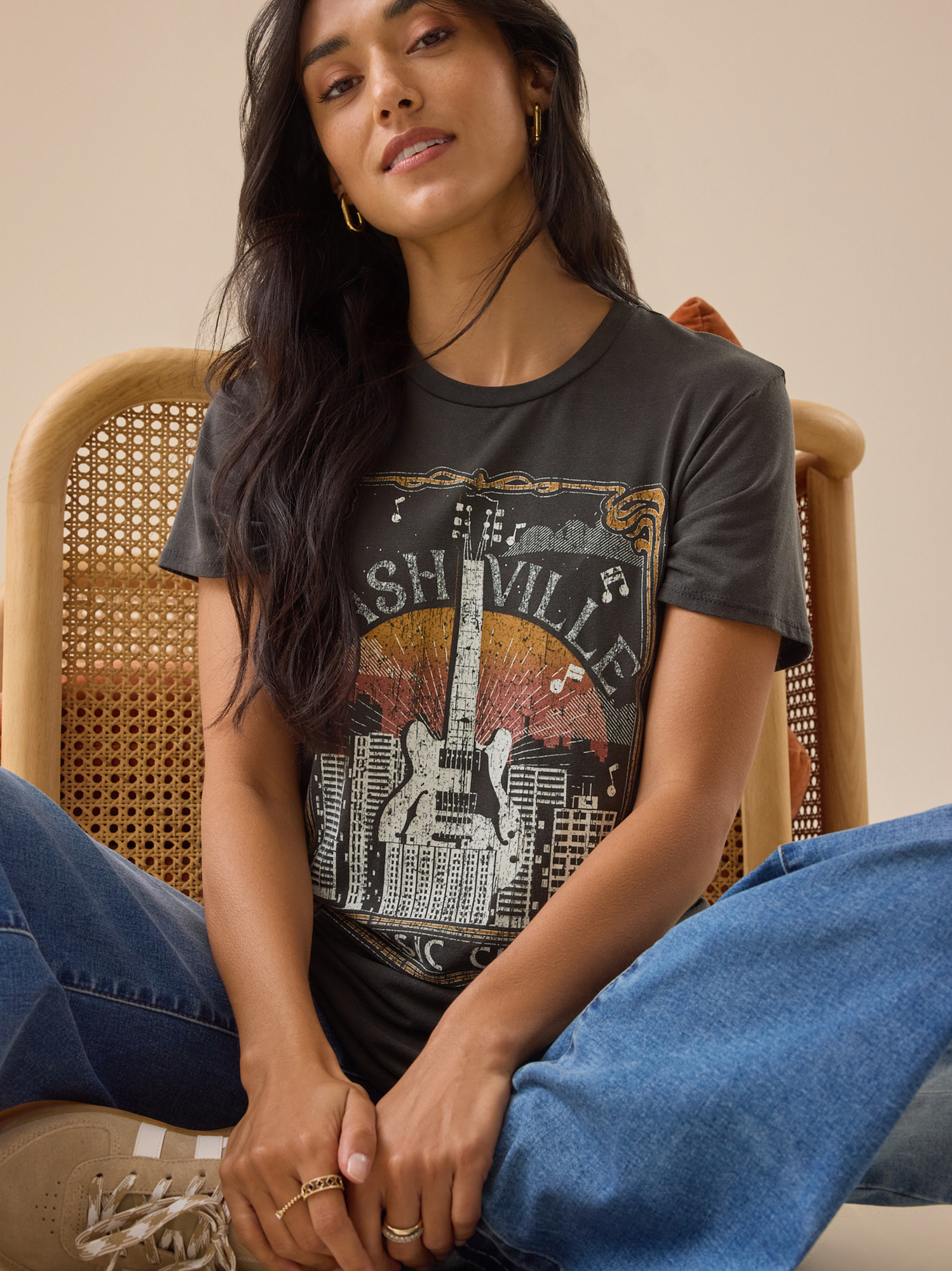 Nashville Boyfriend Tee in Washed Black | Altar